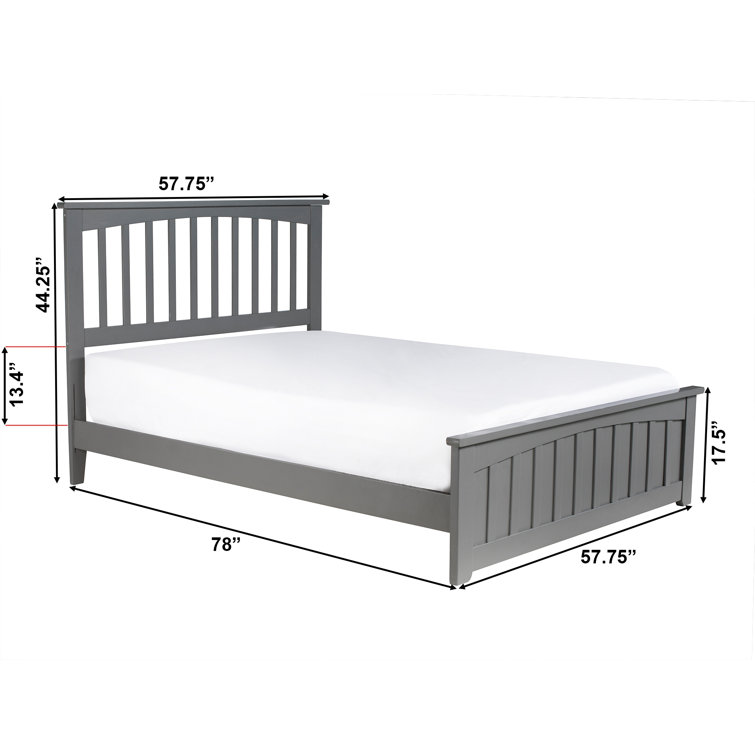 Mission Gray Full Solid Wood Platform Bed with Matching Footboard