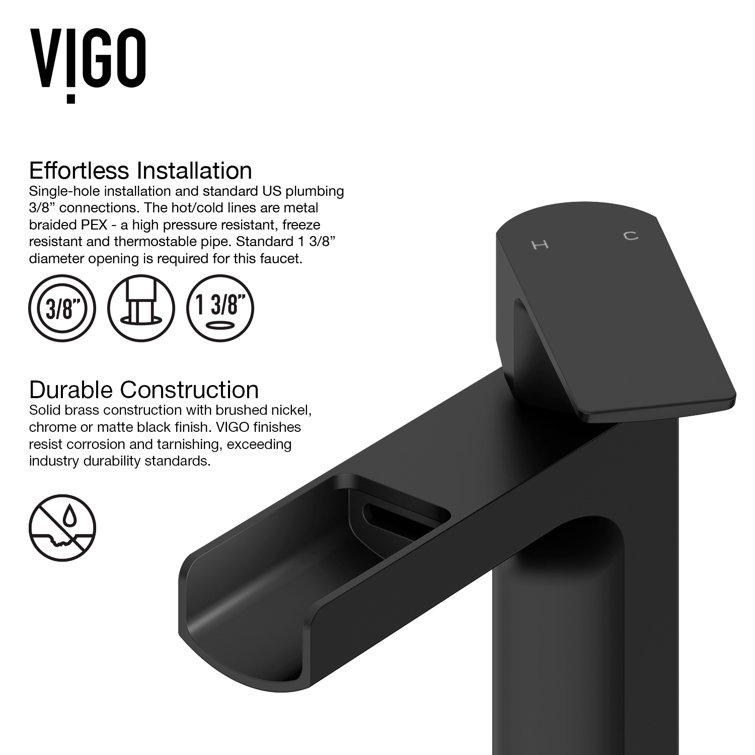 Matte Black Brass Single Handle Vessel Faucet