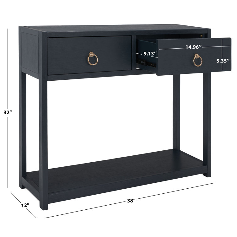 Navy Blue Wood and Metal Console Table with Storage
