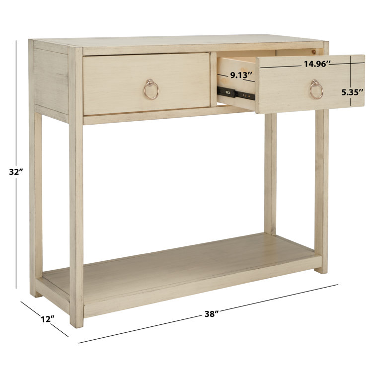 Antique White Wood and Metal Console Table with Storage