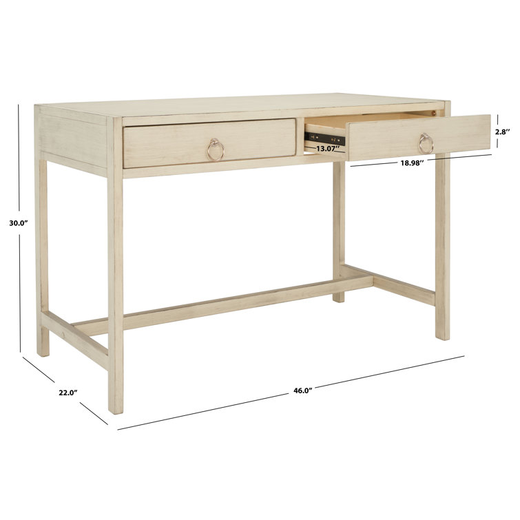 Antique White 46'' Matte Finish Writing Desk with Dual Drawers