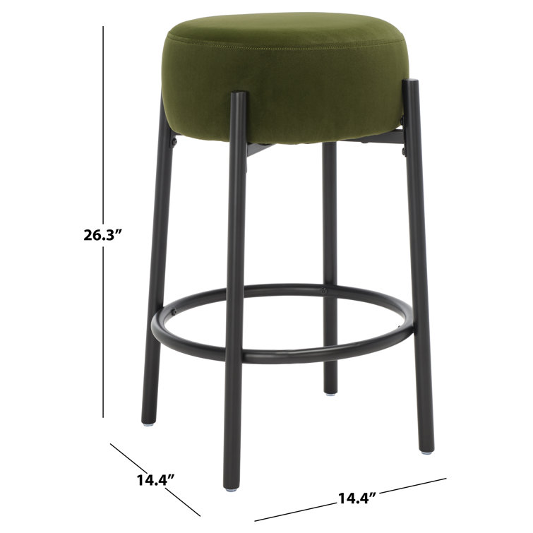 Forest Green Velvet and Black Metal Counter Stool