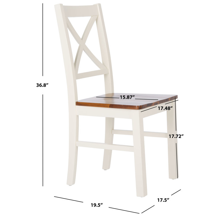 Akash White and Natural Wood Cross Back Dining Side Chair Set