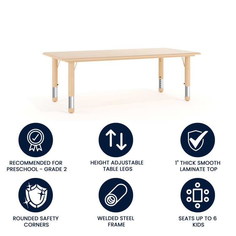 Natural Plastic Adjustable Height Kids Activity Table