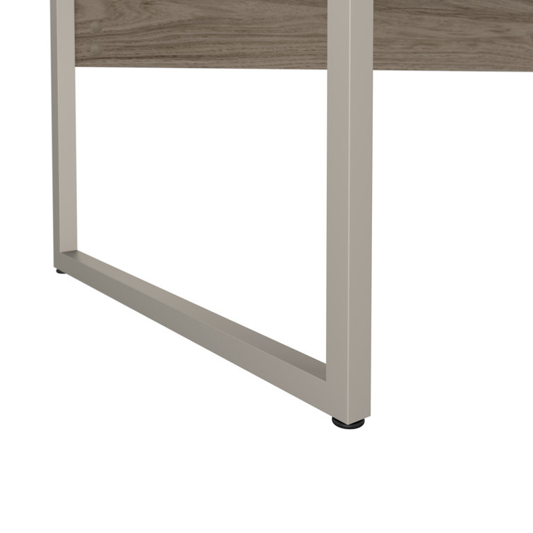 Contemporary Gray Wood L-Shaped Computer Desk with Drawer