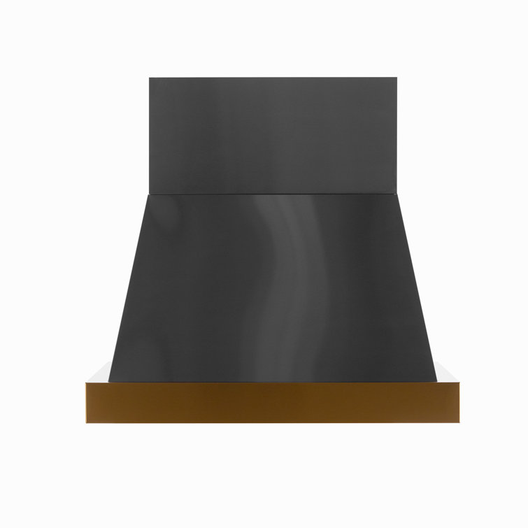 36" Titanium Stainless Steel Wall Mounted Range Hood with Gold Accents