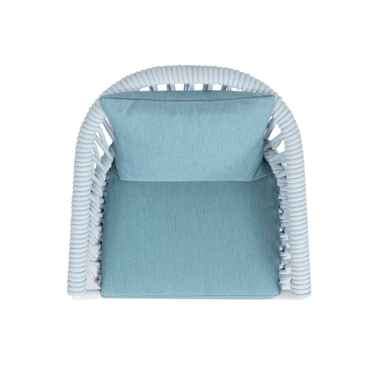 Sky Blue Aluminum Rope Outdoor Dining Chair with Cushions, Set of 2