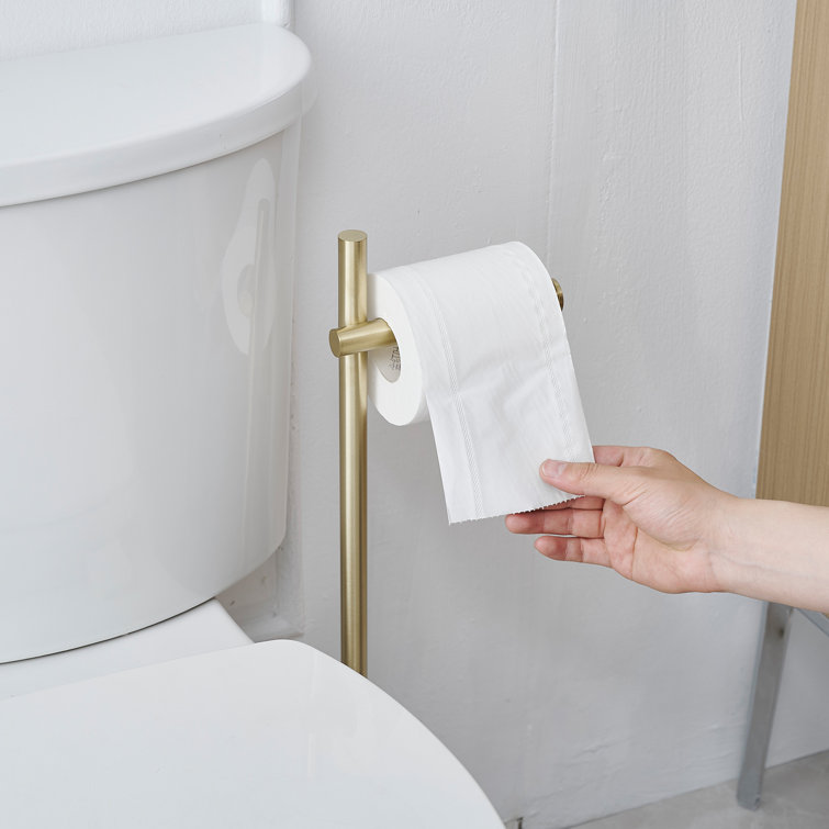 Brushed Gold Stainless Steel Freestanding Toilet Paper Holder