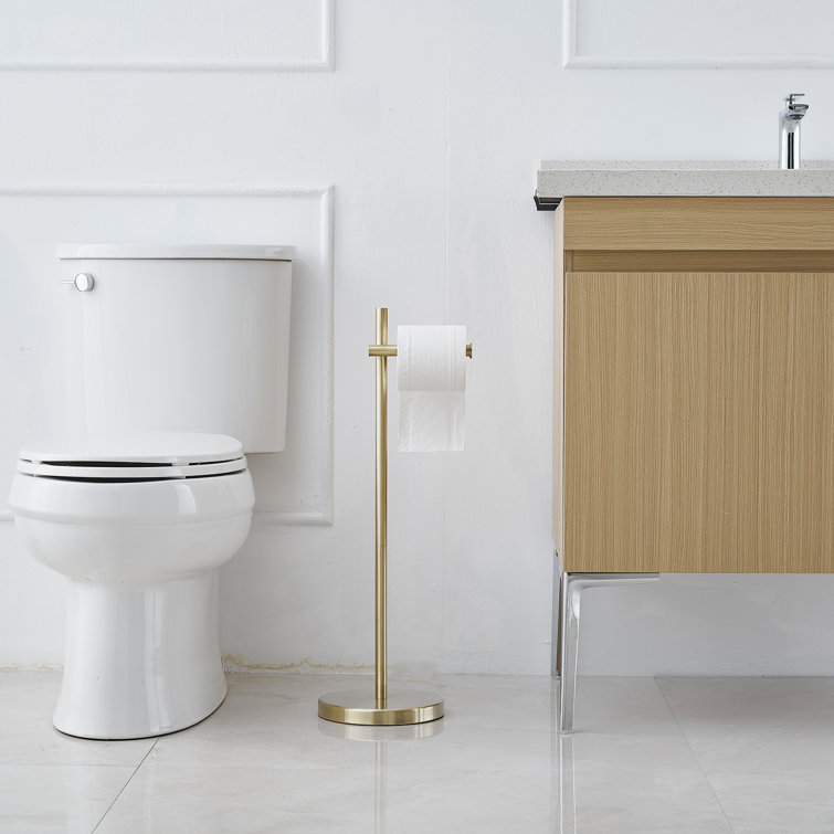 Brushed Gold Stainless Steel Freestanding Toilet Paper Holder
