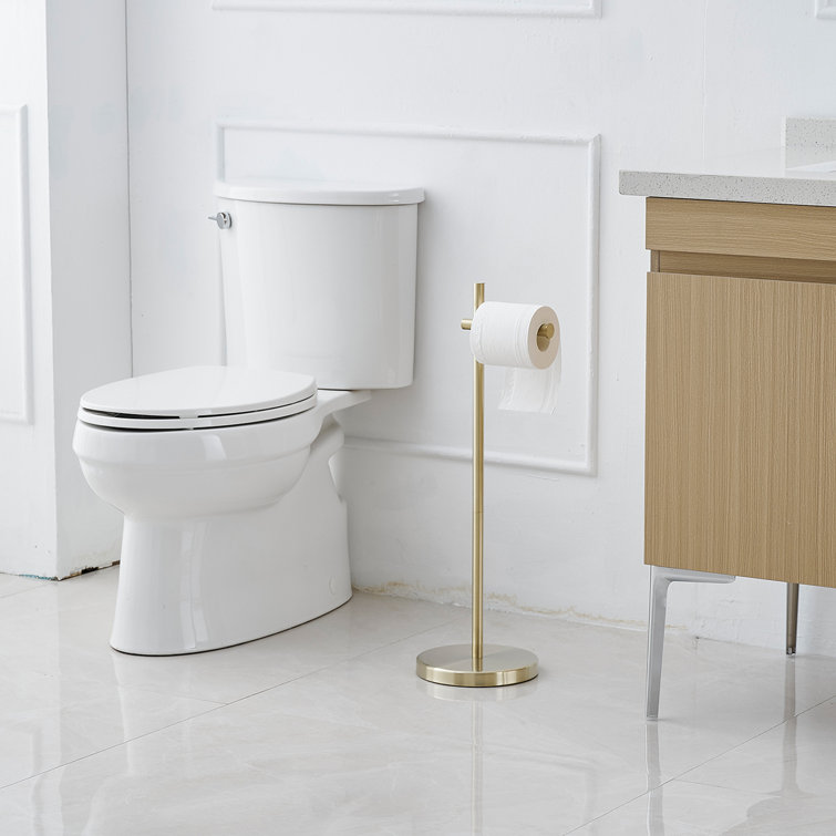 Brushed Gold Stainless Steel Freestanding Toilet Paper Holder
