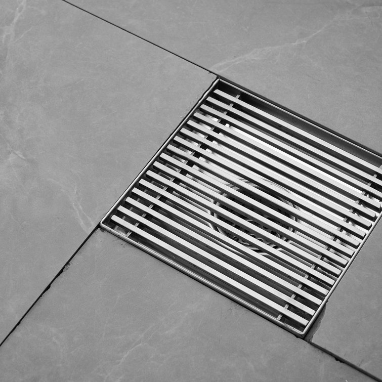 6-Inch Brushed Nickel Square Stainless Steel Shower Drain