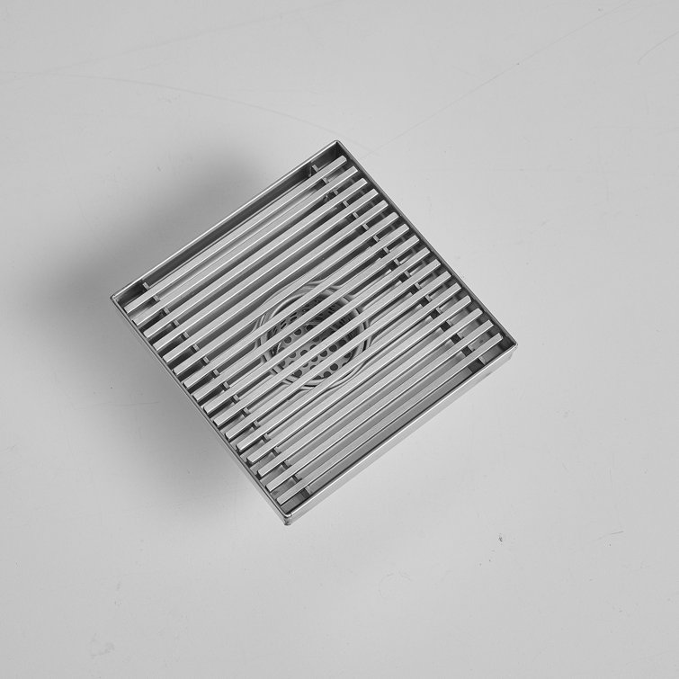 6-Inch Brushed Nickel Square Stainless Steel Shower Drain