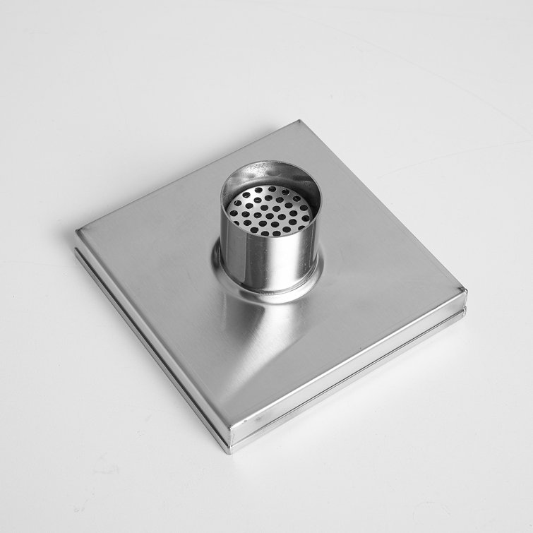 6-Inch Brushed Nickel Square Stainless Steel Shower Drain