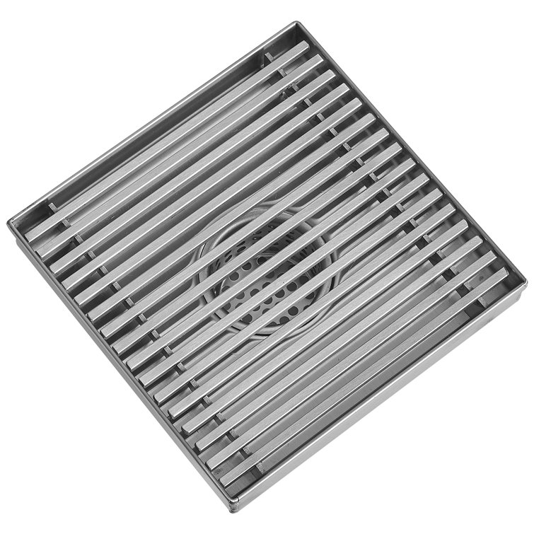 6-Inch Brushed Nickel Square Stainless Steel Shower Drain