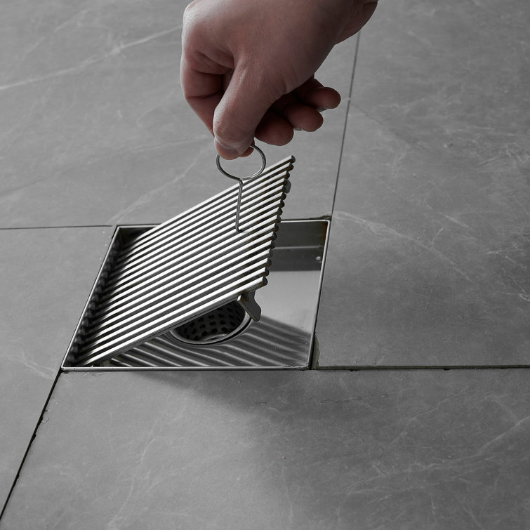 6-Inch Brushed Nickel Square Stainless Steel Shower Drain