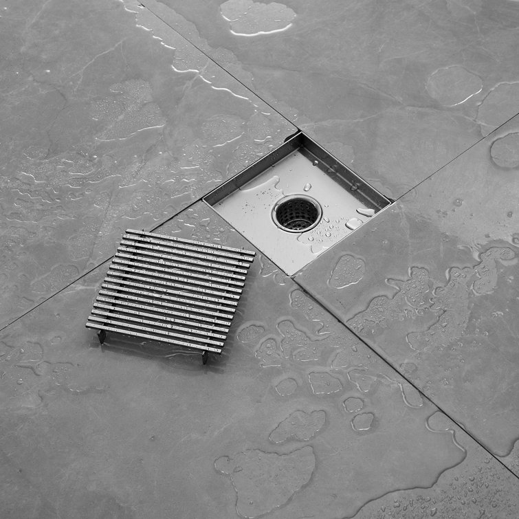 6-Inch Brushed Nickel Square Stainless Steel Shower Drain