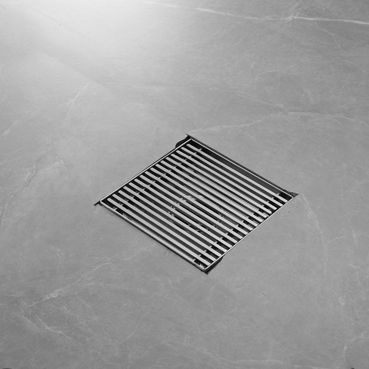 6-Inch Brushed Nickel Square Stainless Steel Shower Drain