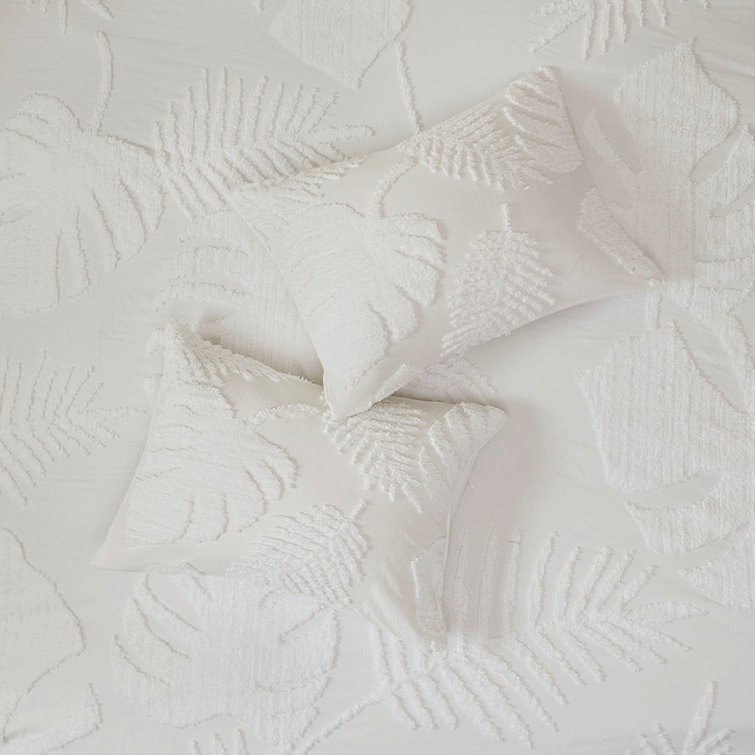 King White Cotton Chenille Comforter Set
