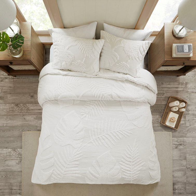 King White Cotton Chenille Comforter Set