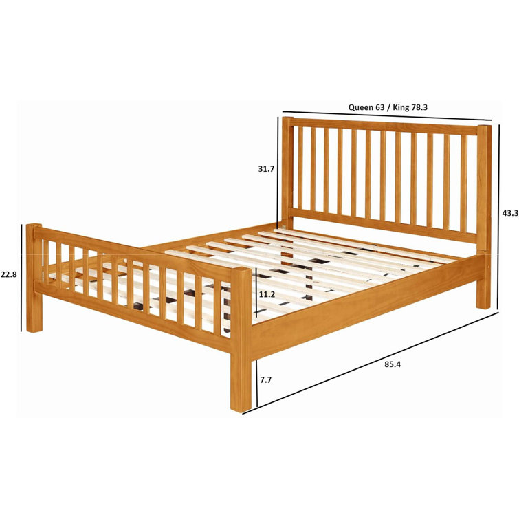 Hampton Black Pine Wood King Platform Bed with Slatted Headboard