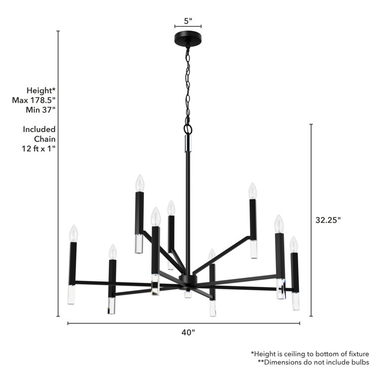 Matte Black 9-Light Modern Candle Chandelier