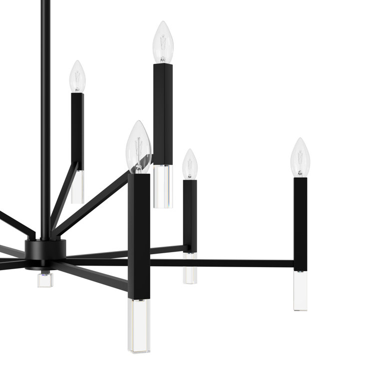 Matte Black 9-Light Modern Candle Chandelier