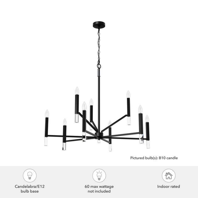 Matte Black 9-Light Modern Candle Chandelier