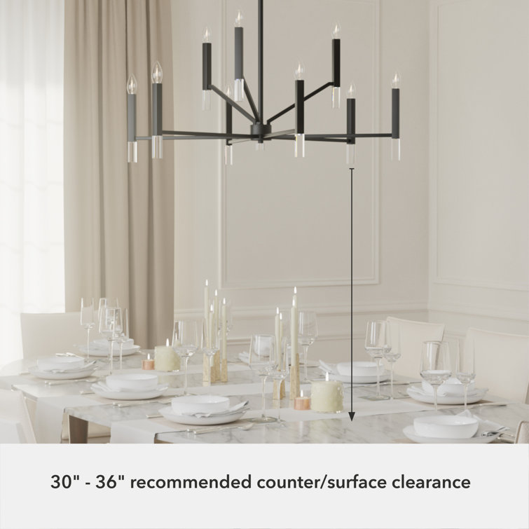 Matte Black 9-Light Modern Candle Chandelier