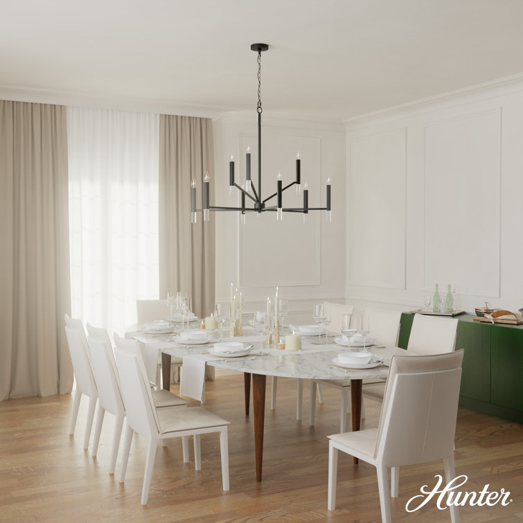 Matte Black 9-Light Modern Candle Chandelier