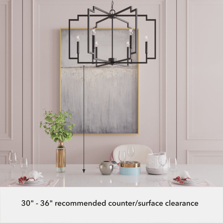 Brushed Nickel Geometric 6-Light Candle Chandelier