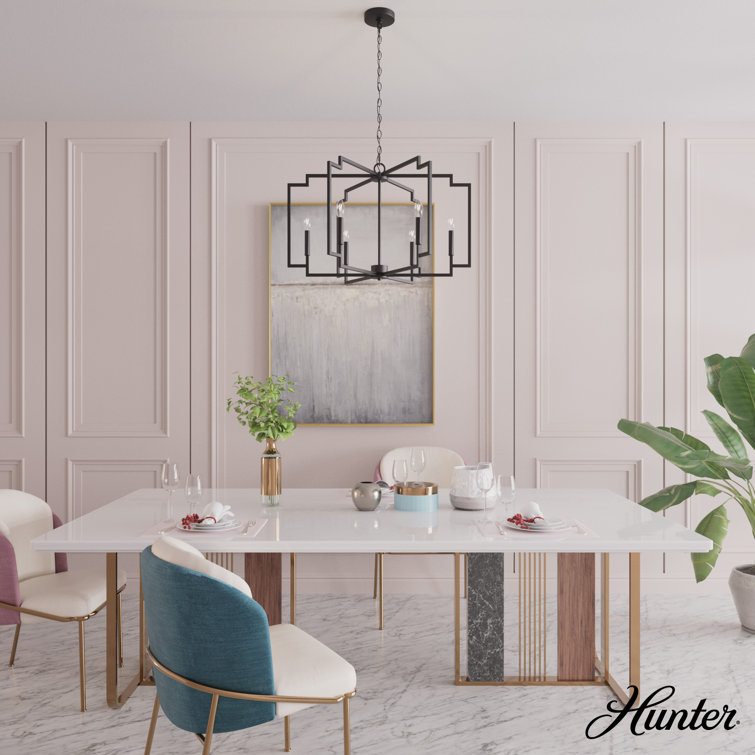 Brushed Nickel Geometric 6-Light Candle Chandelier