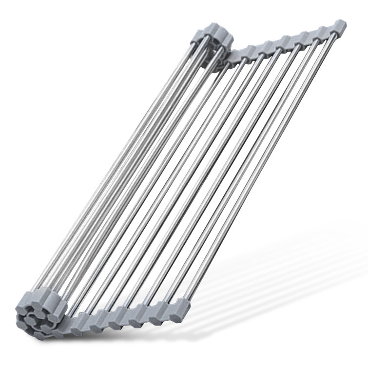 Adjustable Silver Stainless Steel Over Sink Dish Rack