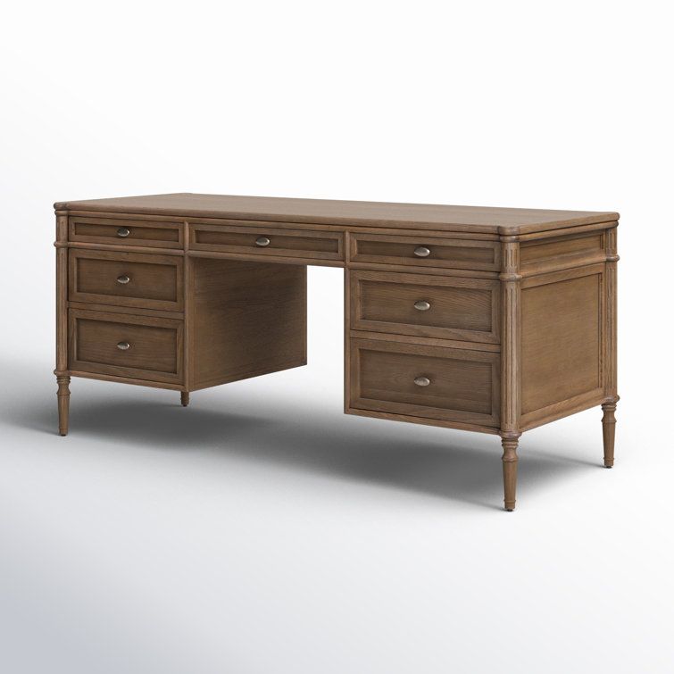 Toasted Oak Executive Desk with Drawers