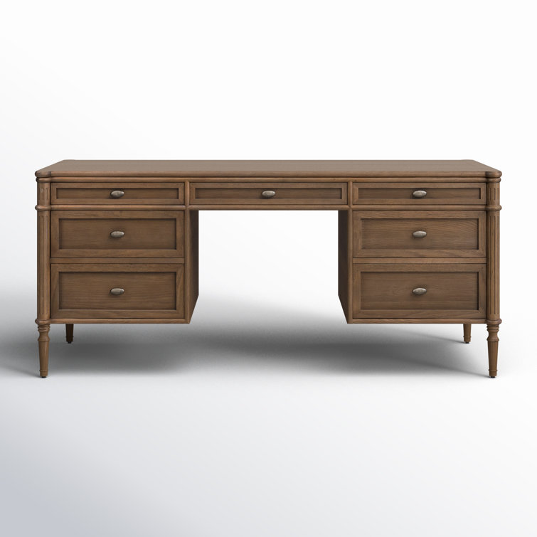 Toasted Oak Executive Desk with Drawers