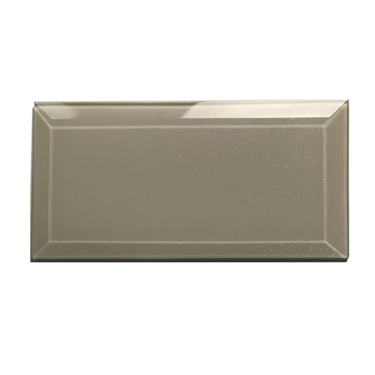 Glittery Gray 3x6 Beveled Glass Subway Wall Tile