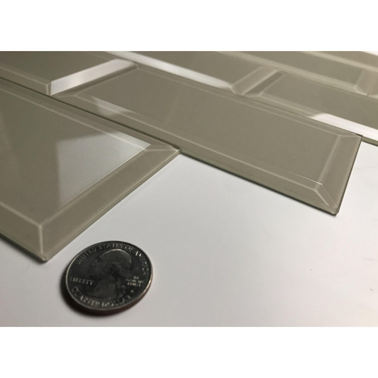Glittery Gray 3x6 Beveled Glass Subway Wall Tile