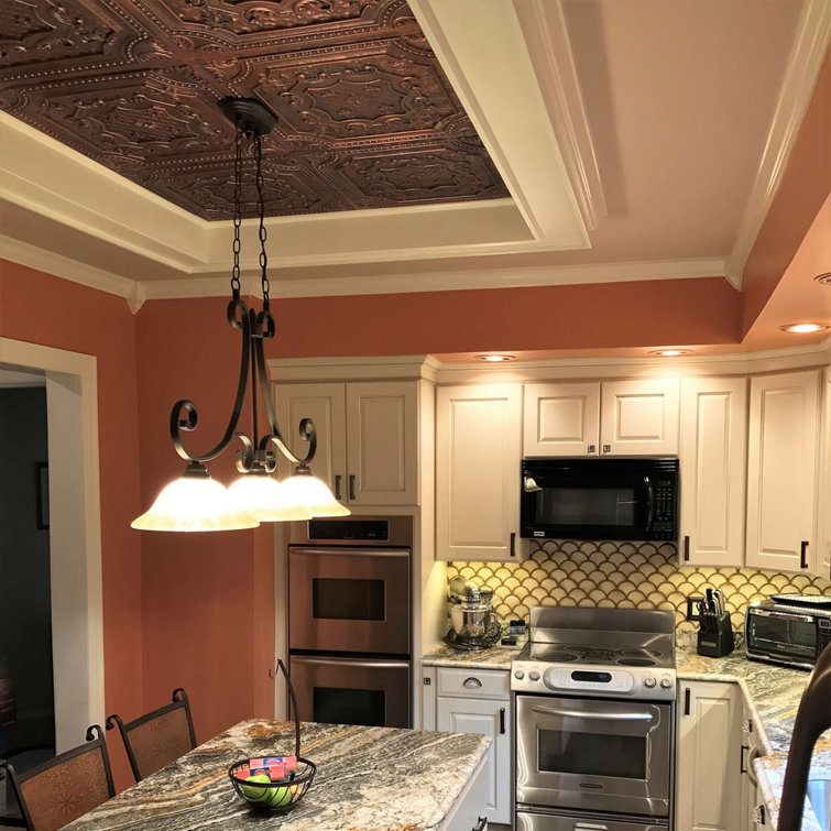 Elizabethan Shield Aged Copper PVC 2' x 2' Ceiling Tile Set