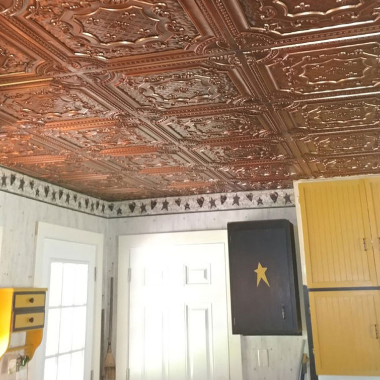 Elizabethan Shield Aged Copper PVC 2' x 2' Ceiling Tile Set