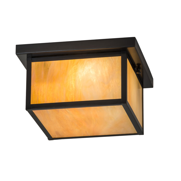 Craftsman Brown Glass 2-Light Flush Mount