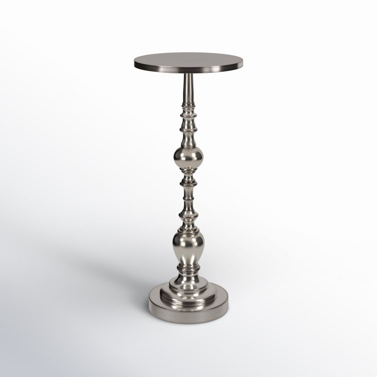 Darien Round Silver Metal Pedestal Side Table