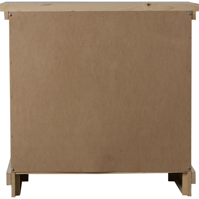 Lodge-Style Distressed Wood 3-Drawer Nightstand with Gunmetal Handles