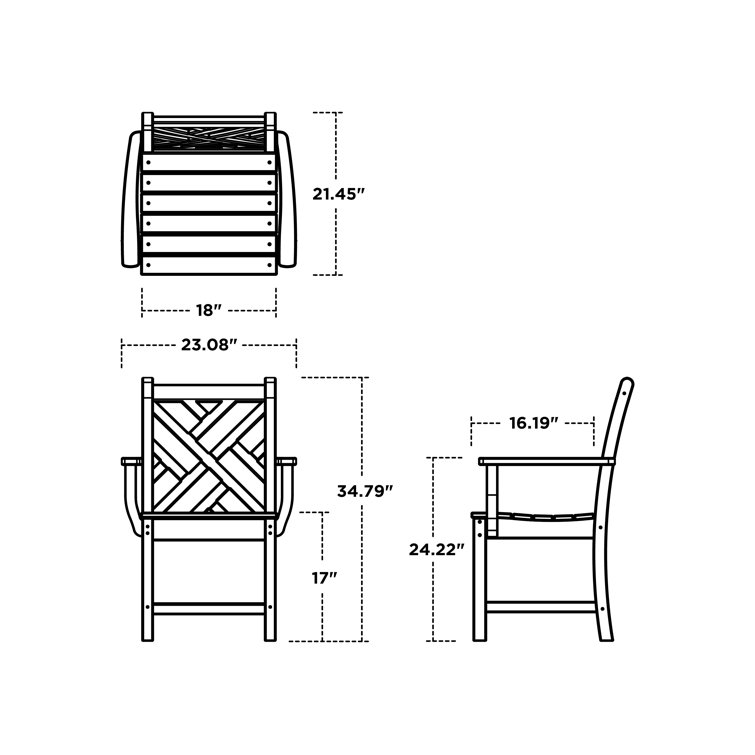Mahogany Chippendale Style Outdoor Dining Arm Chair