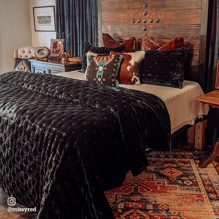 Twin Midnight Blue Velvet Quilt Set