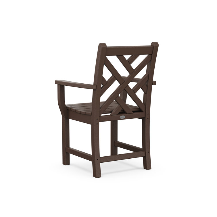 Mahogany Chippendale Style Outdoor Dining Arm Chair