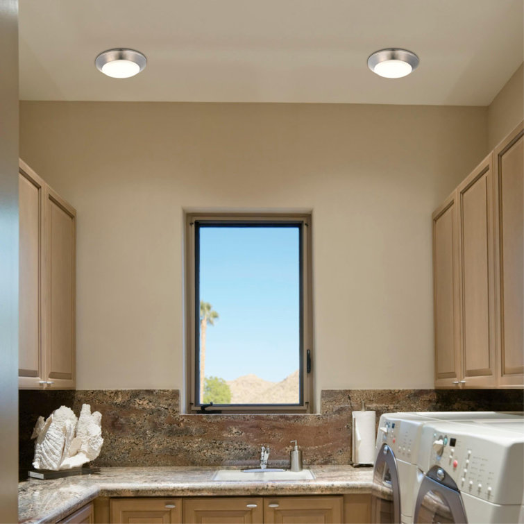 Brushed Nickel 7.5-Inch LED Flush Mount Light with Frosted Acrylic Shade