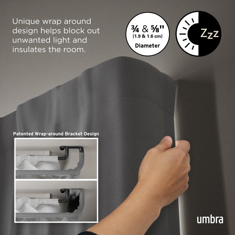 Black Double Wrap-Around Room Darkening Curtain Rod