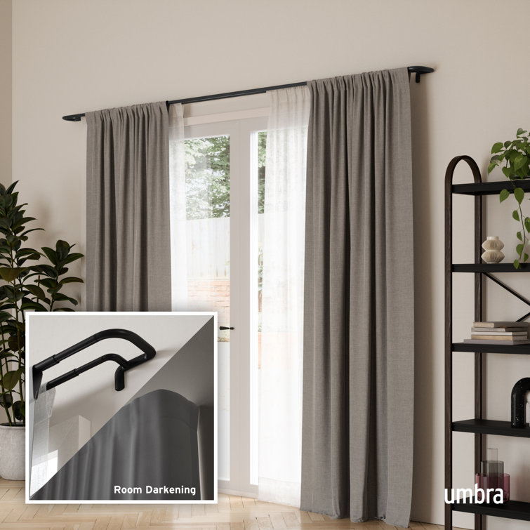 Black Double Wrap-Around Room Darkening Curtain Rod