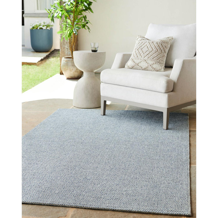 Light Blue Rectangular Synthetic Flat Woven Indoor/Outdoor Rug