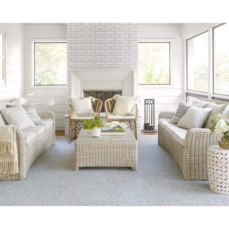 Light Blue Rectangular Synthetic Flat Woven Indoor/Outdoor Rug