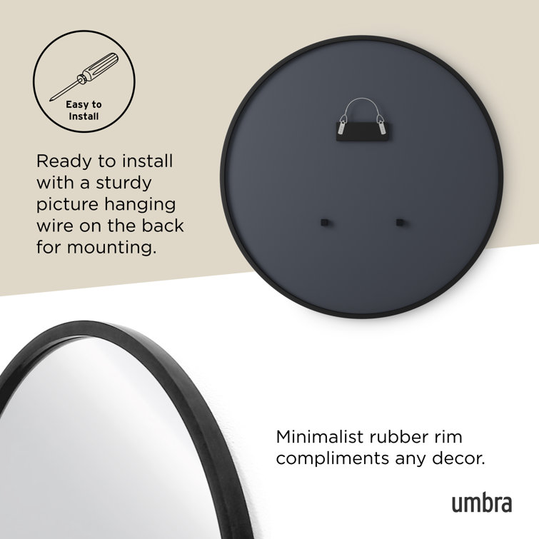 15'' Round Industrial Rubber-Trimmed Wood Wall Mirror